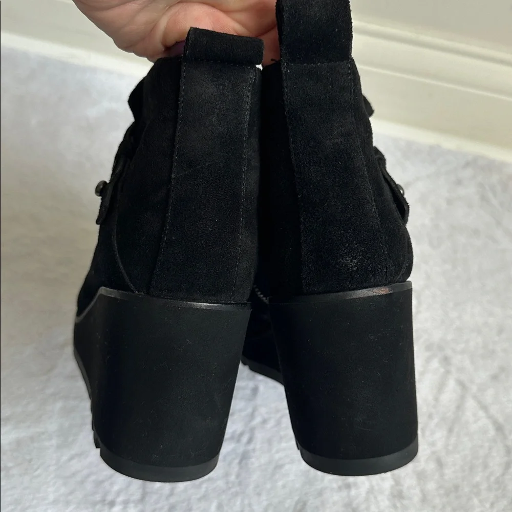 Eileen Fisher Women’s Tinker Wedge‎ Booties Soft Suede Minimalist Goth Black 8